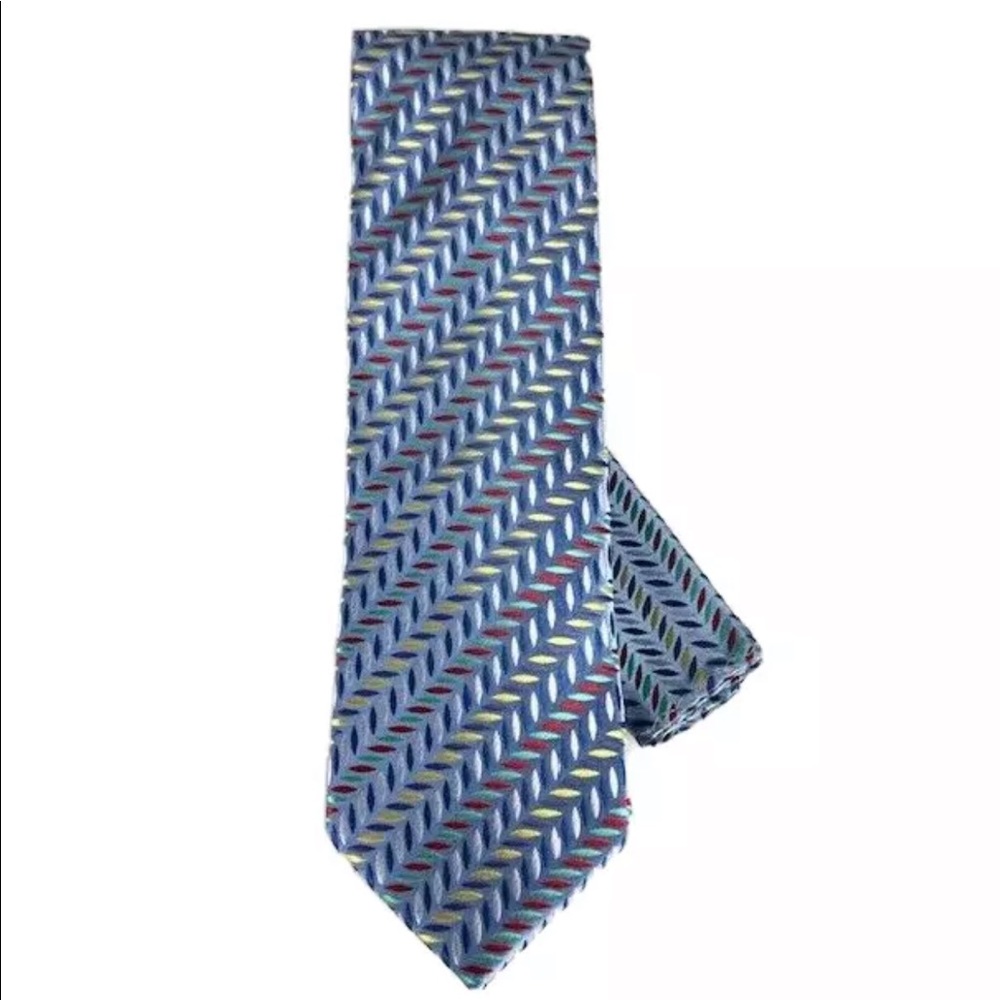 Barcelona Cravatte Men's Tie & Hanky Set Cobalt Blue Navy Blue Red Yellow 3.25"